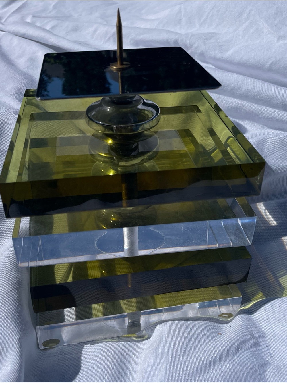 HAZIZA Olive Green Stacked Acrylic Decorative candle holder